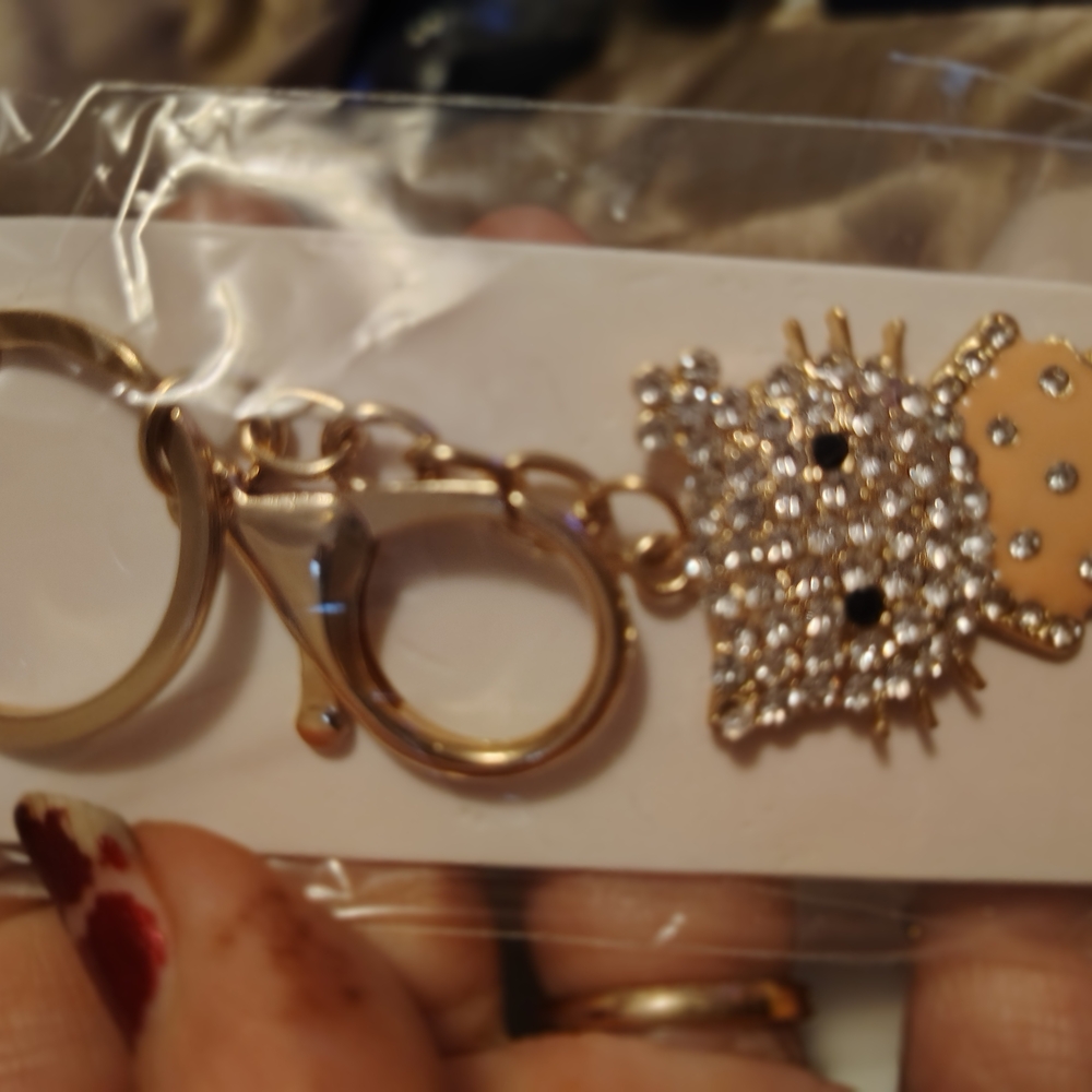 Gold and Red Rhinestone Keychain - Picture 4 of 5